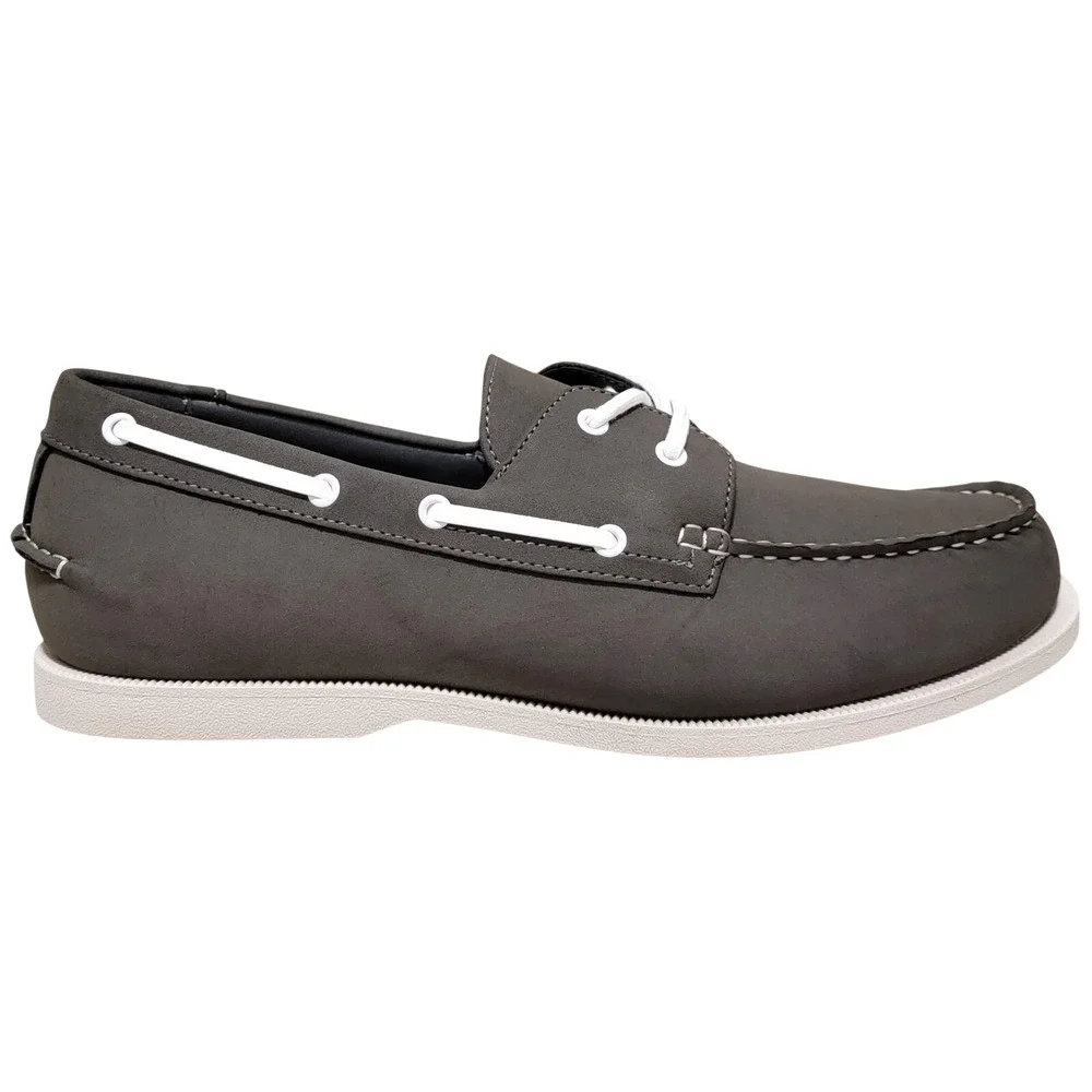 Club Room Men 2-Eye Casual Boat Shoes Elliot Size US 11M Grey Faux Leather - Picture 2 of 5